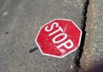 Stop sign on road